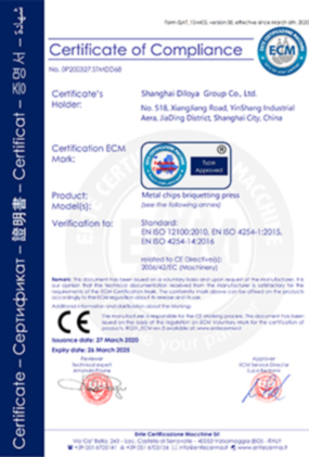 Metal Chips Briquetting Press CE Certification