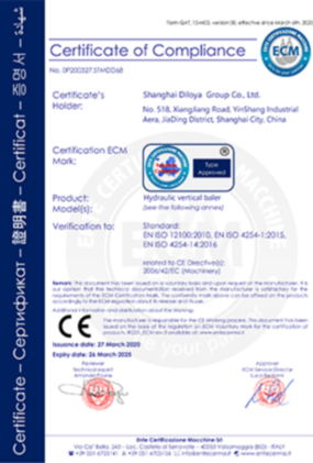 Hydraulic Vertical Baler CE Certification